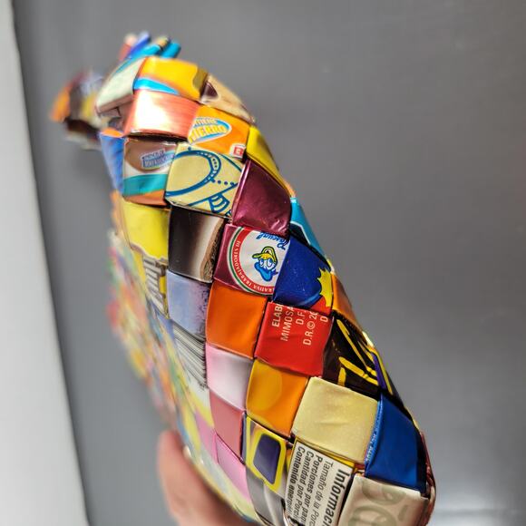 Handmade Recycled Wrapper Woven Shoulder Bag Colorful Eco-Friendly Purse New - Picture 3 of 15